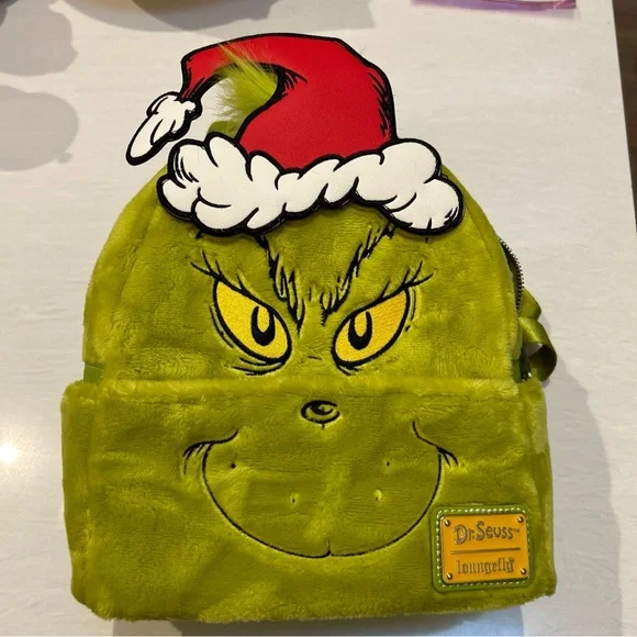 Loungefly furry grinch grinchmas backpack Loungefly Dr Seuss Grinch Santa Cosplay Mini Backpack  main image 3